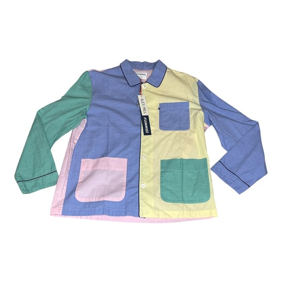 NWT Alex Mill P'Jimmies Colorblock Patch Pajama Sleep Shirt Pastel Men's Size M